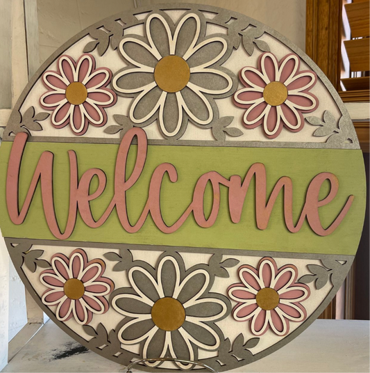 Spring flower welcome door round