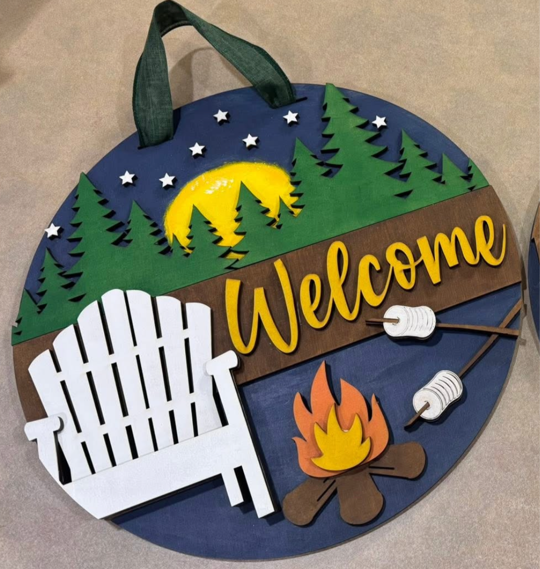 Camping Welcome Door Round