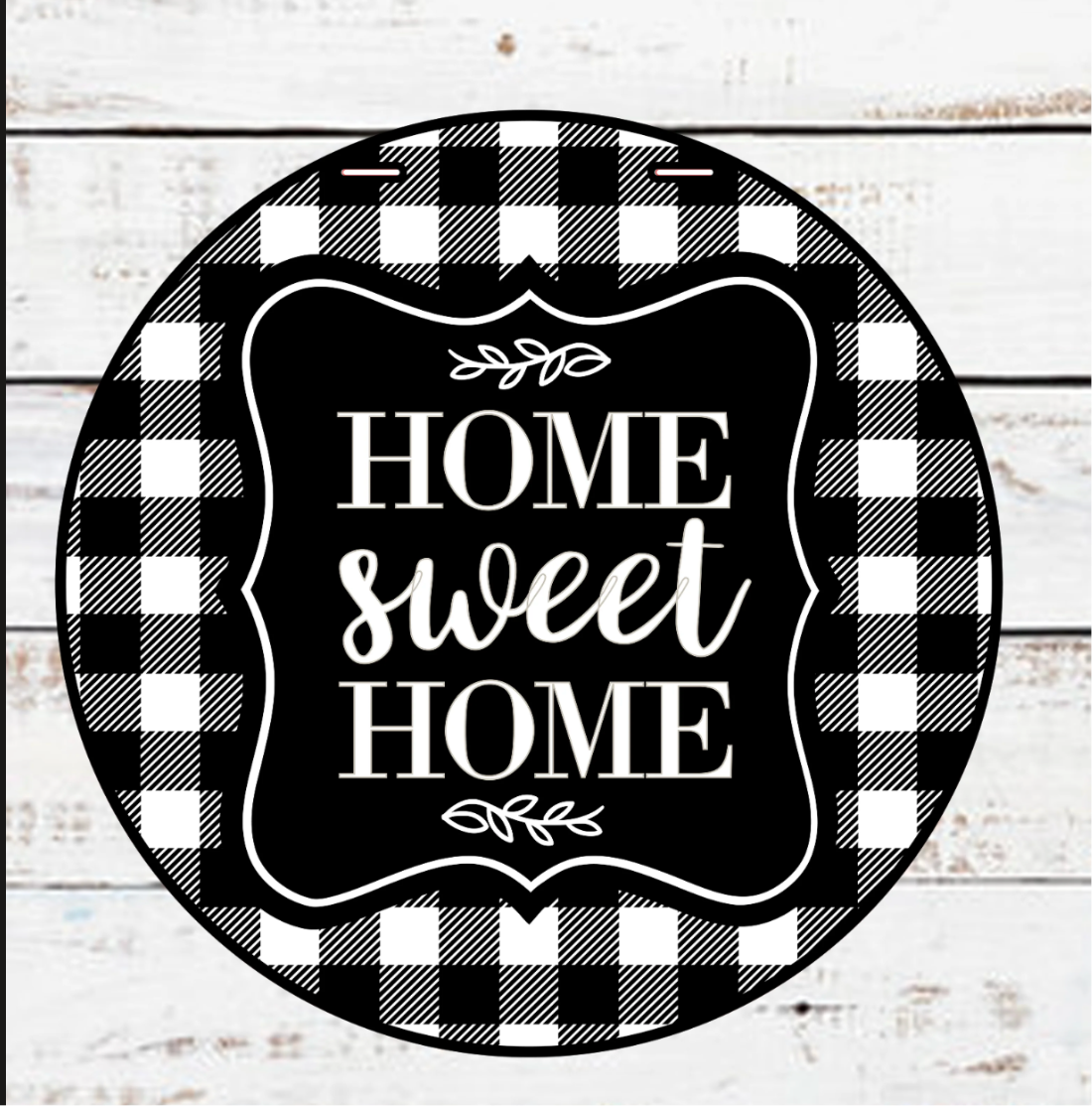Home Sweet Home Buffalo Plaid Door Round
