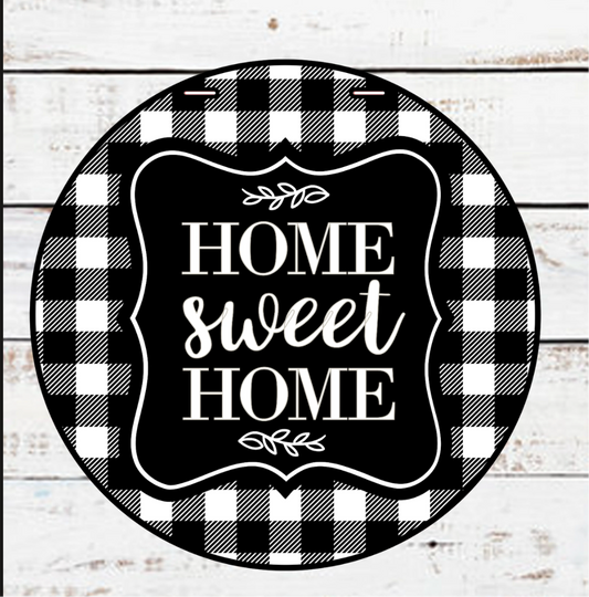 Home Sweet Home Buffalo Plaid Door Round