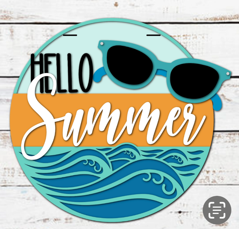 Hello Summer With waves and Shades DIY door hanger kit