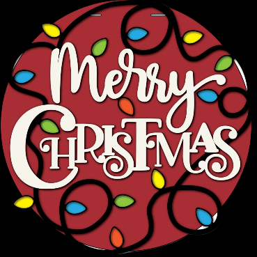 Merry Christmas lights Door Round