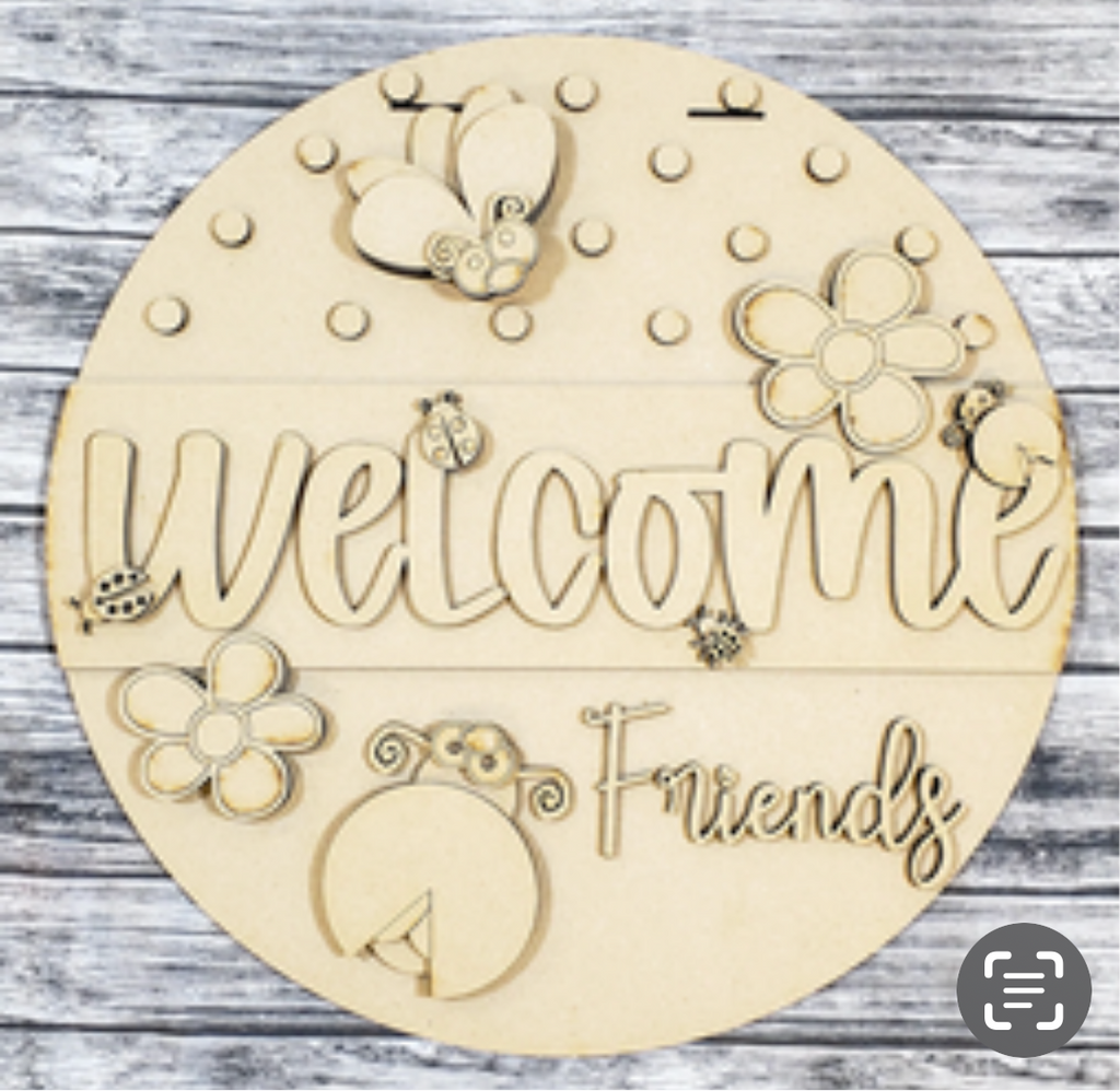 Welcome friends Lady bug Door Round DIY Craft