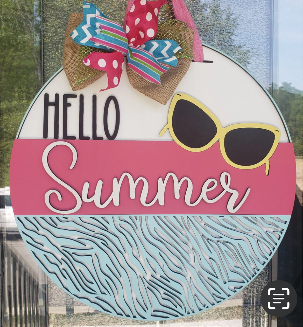 Sunglasses Hello Summer Door Round DIY Craft