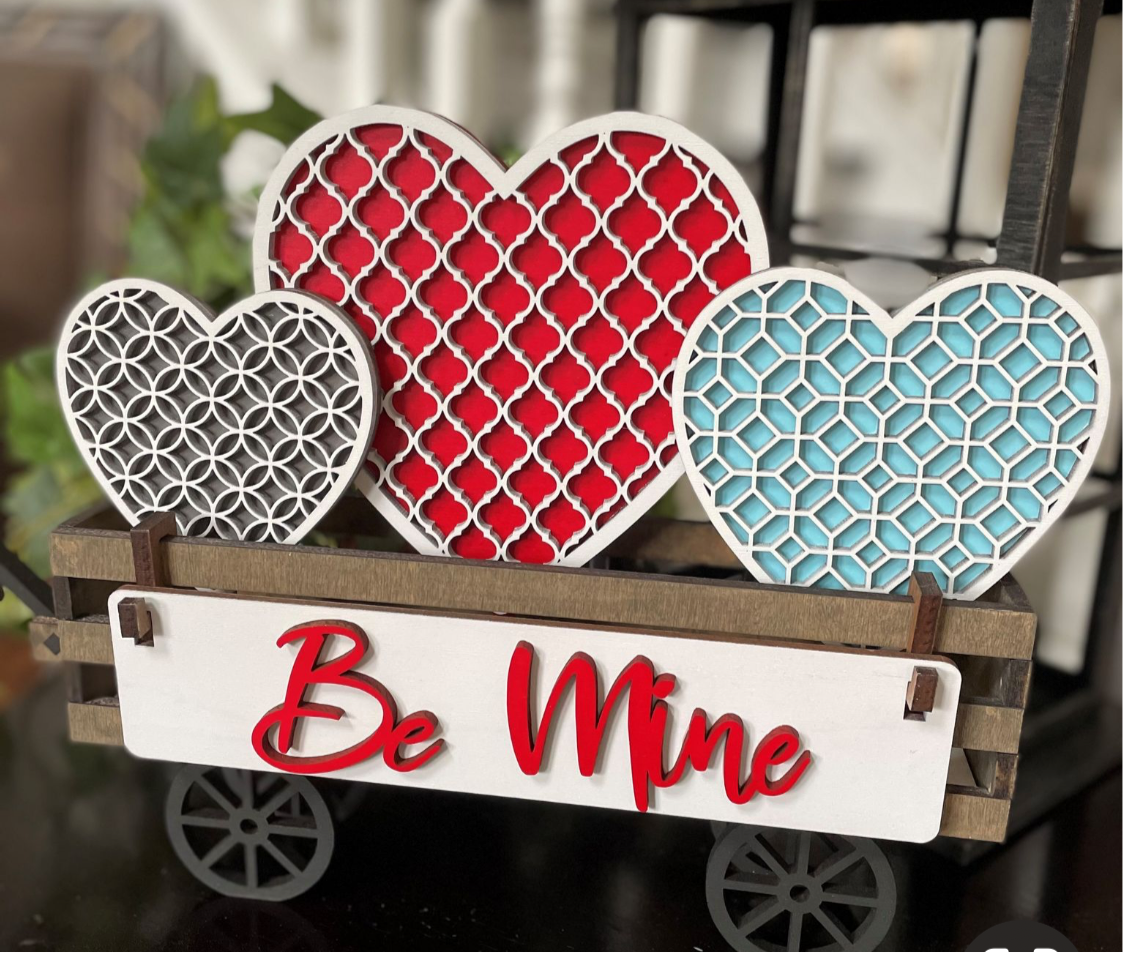 Be Mine Heart Wagon/Raised Shelf tray inserts