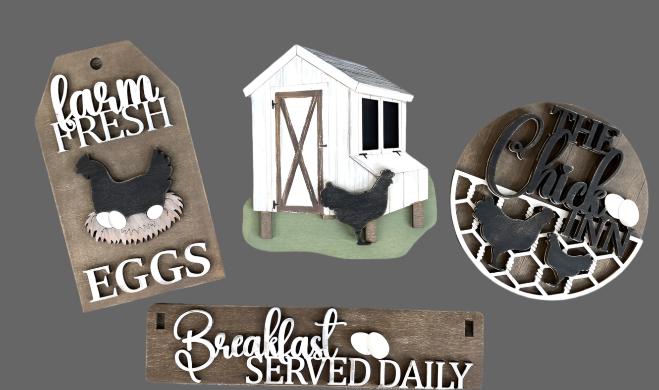 Farm Fresh Eggs Wagon/Raised Shelf Insert Kit DIY Craft
