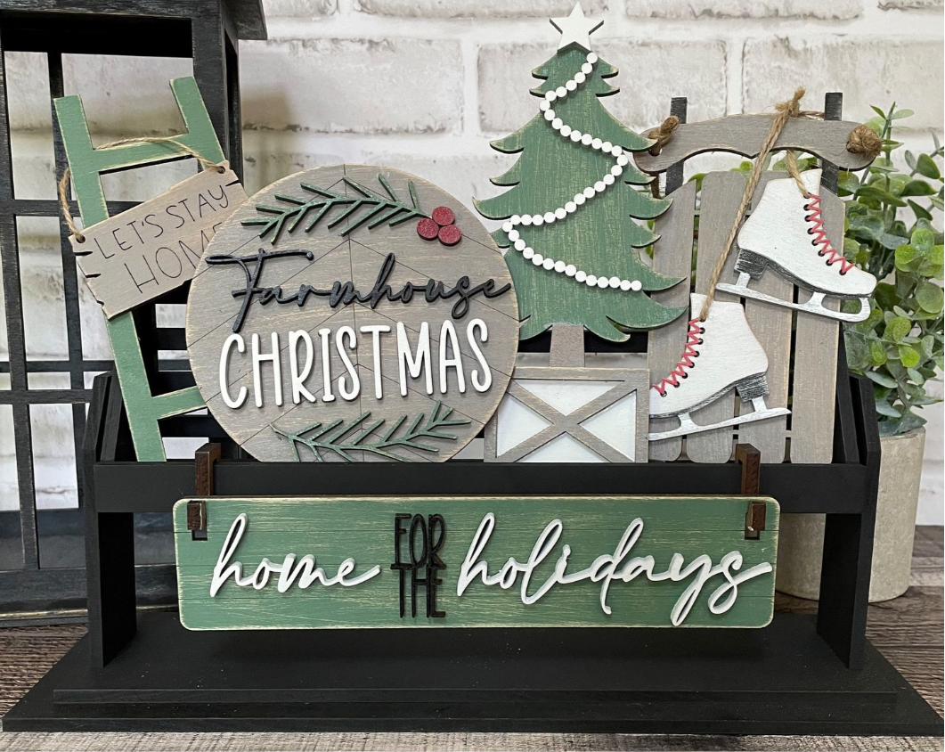 Farmhouse Christmas Wagon/Raised Shelf Insert Kit DIY Craft