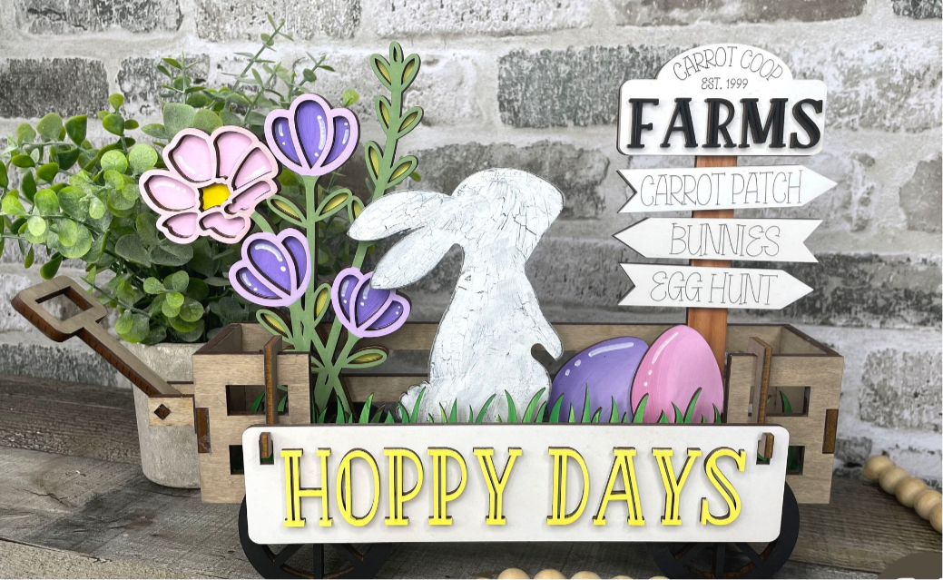 Easter Hoppy days Wagon/Raised Shelf insert kit DIY Craft