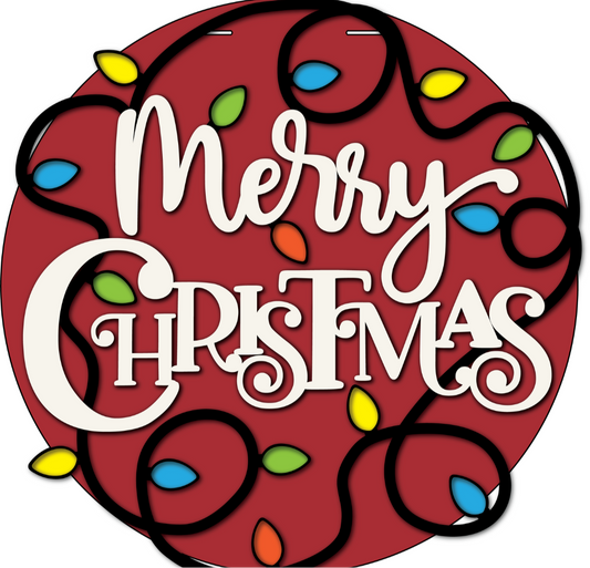 Merry Christmas lights Door Round