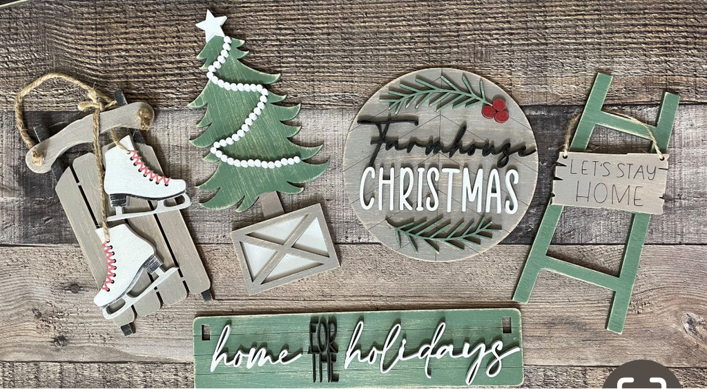 Farmhouse Christmas Wagon/Raised Shelf Insert Kit DIY Craft