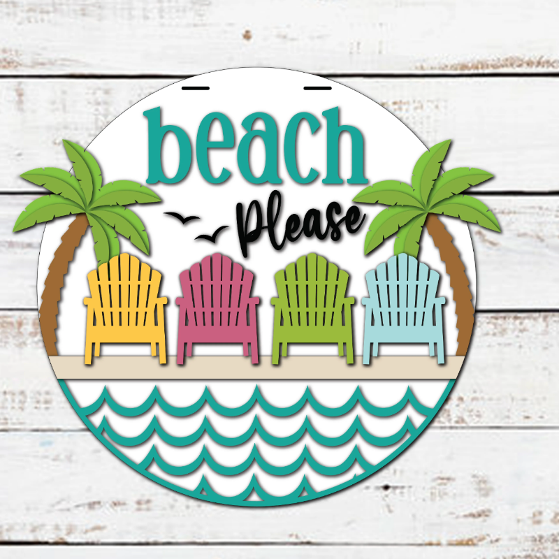 BEACH PLEASE ROUND DOOR HANGER