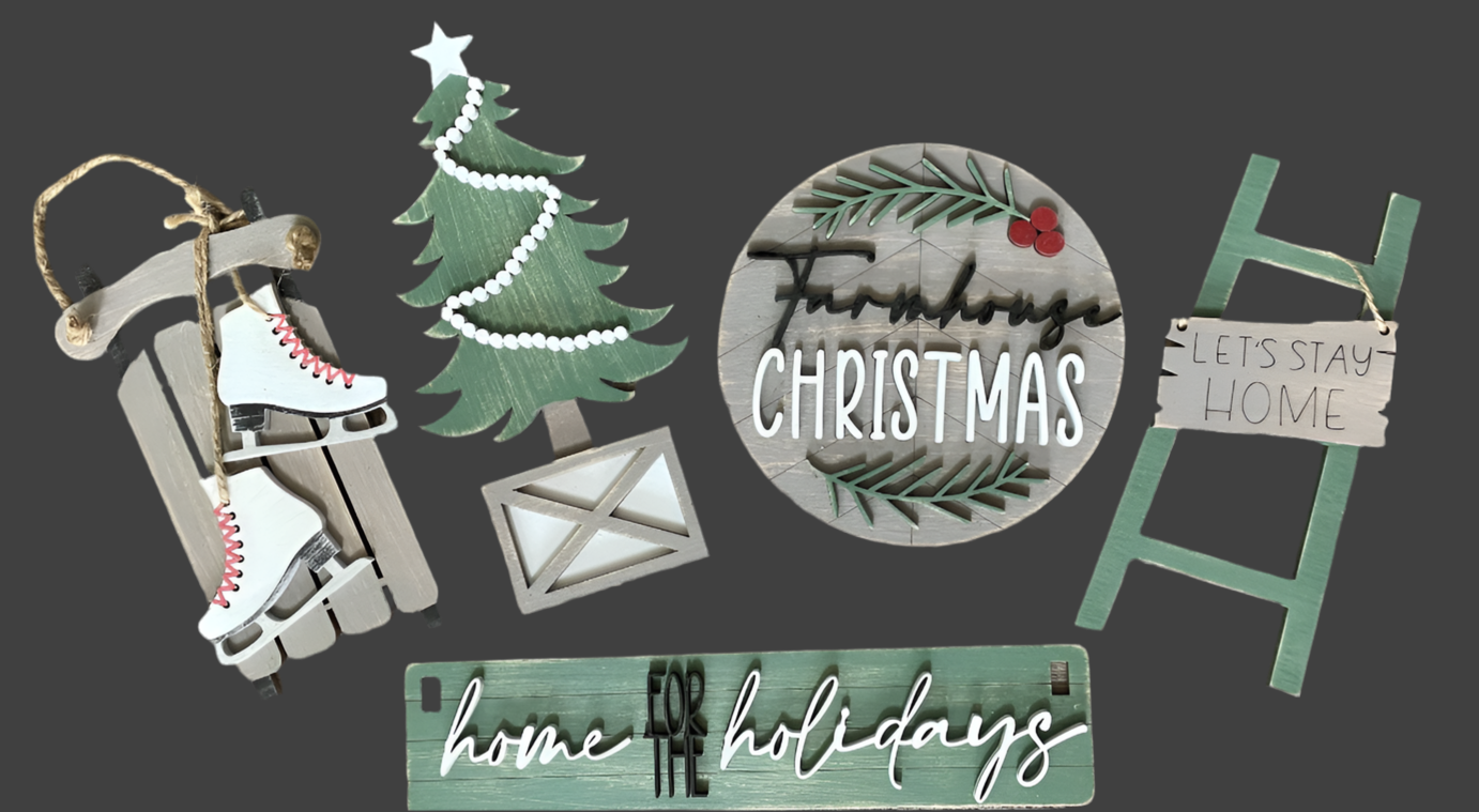 Farmhouse Christmas Wagon/Raised Shelf Insert Kit DIY Craft