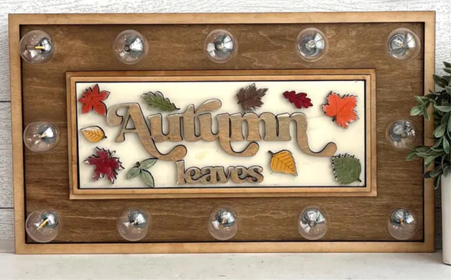 Autumn Leaves box frame light up