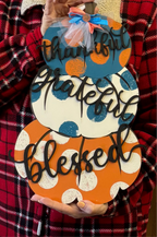 Thankful Grateful Blessed Stacked Pumpkin Door Hanger