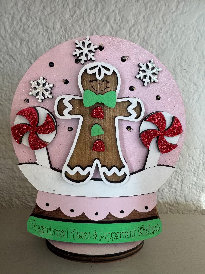 Gingerbread Snow Globe (lights up) DIY Craft
