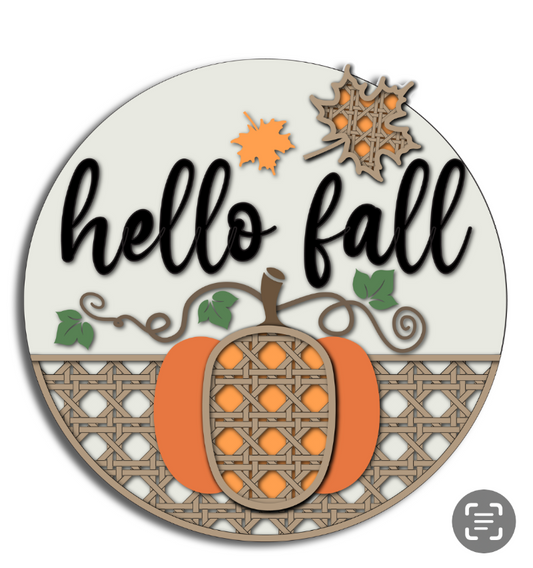  Fall w/Rattan pattern DIY Door Hanger Kit