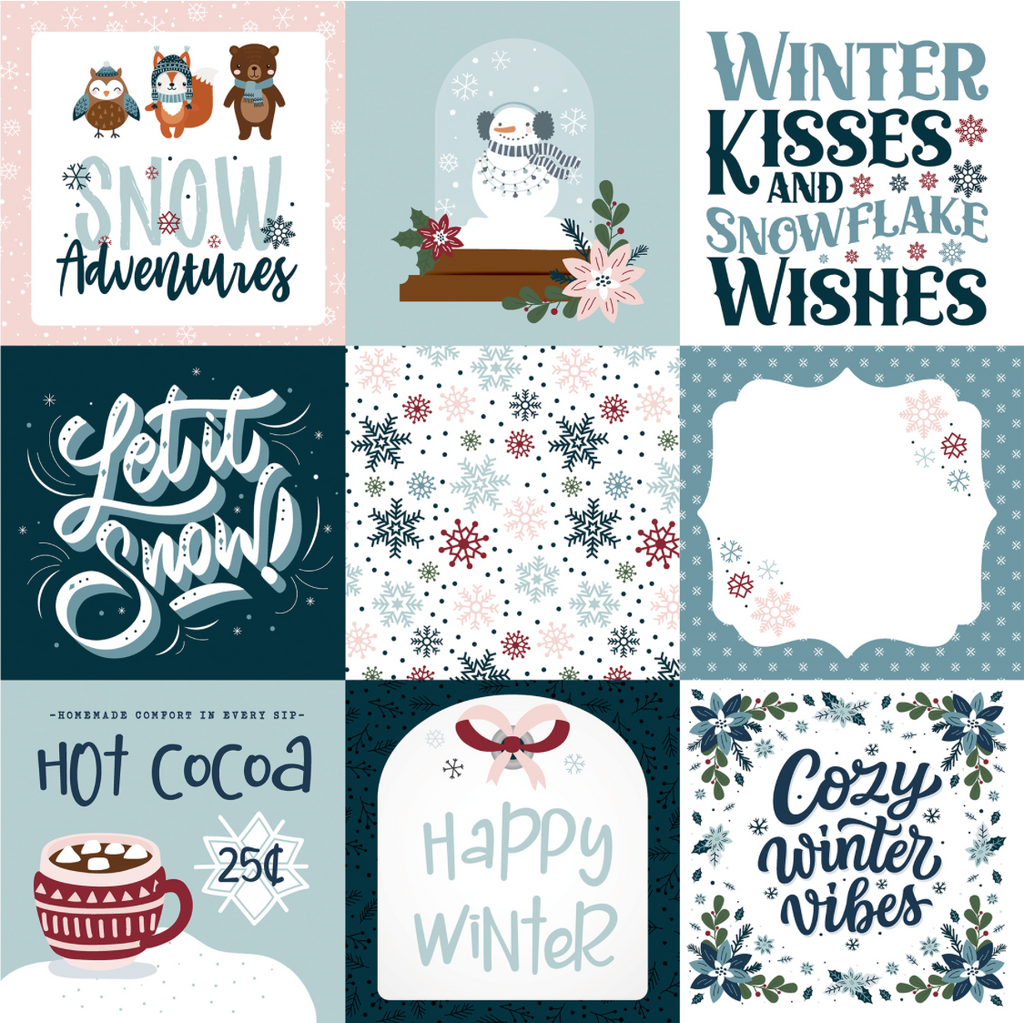 Winter fun 4 x 4 journaling cards, 12 x 12