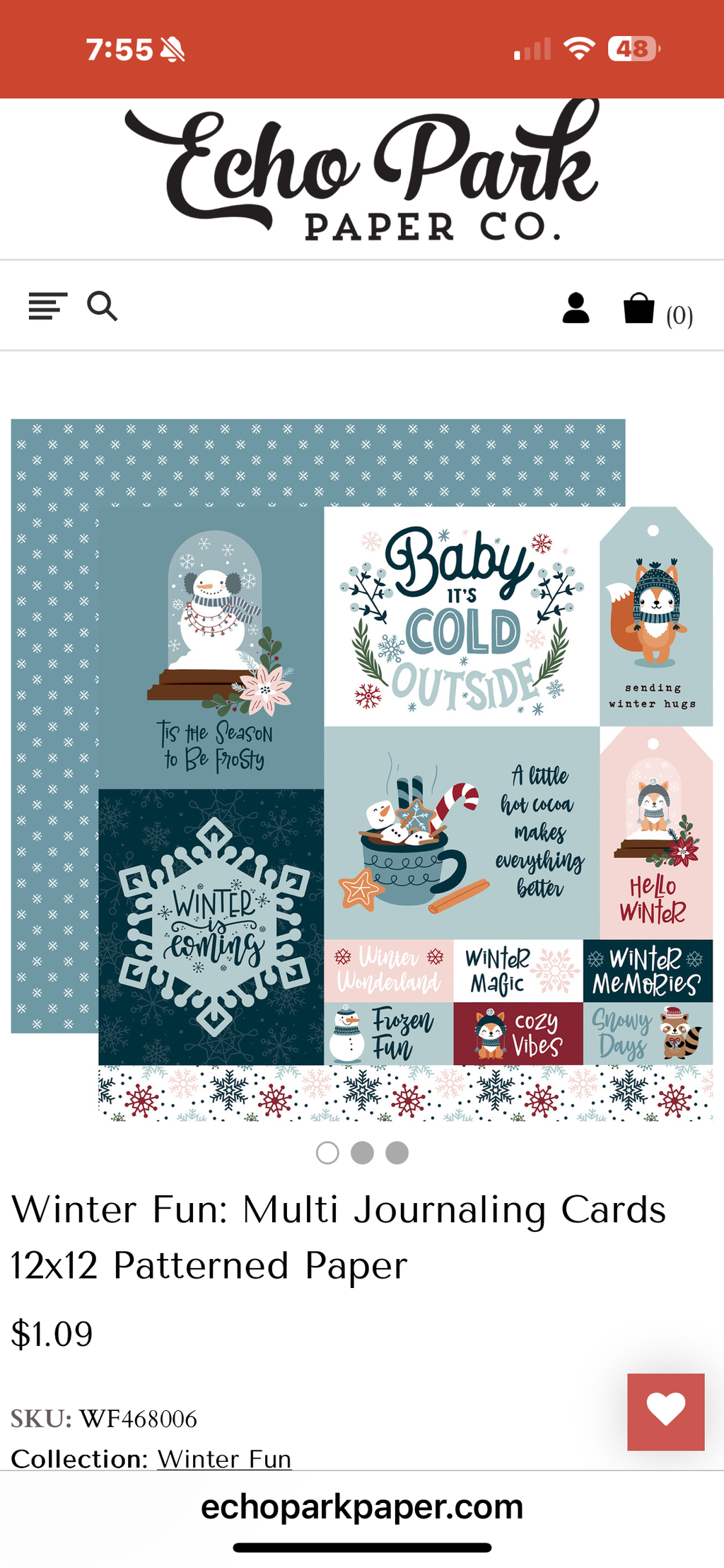 ￼ Winter fun multi journaling cards, 12 x 12 patterned paper