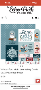 ￼ Winter fun multi journaling cards, 12 x 12 patterned paper