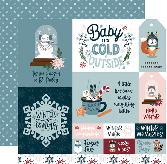 ￼ Winter fun multi journaling cards, 12 x 12 patterned paper