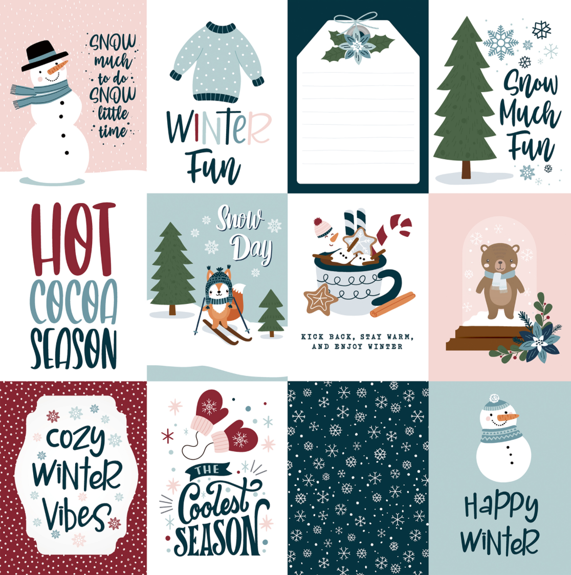 Winter Fun 3x4 journaling cards