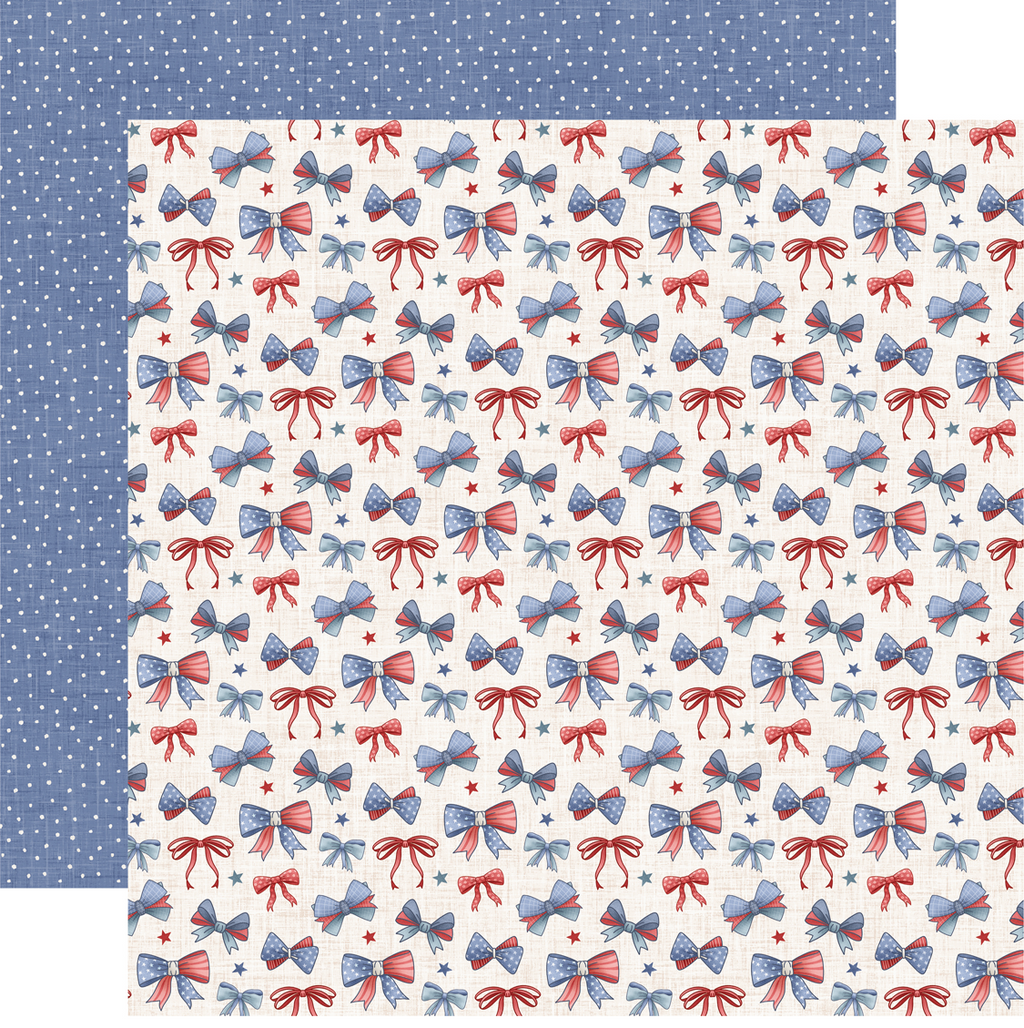 Yankee Doodle red white blue bow 12 x 12 paper