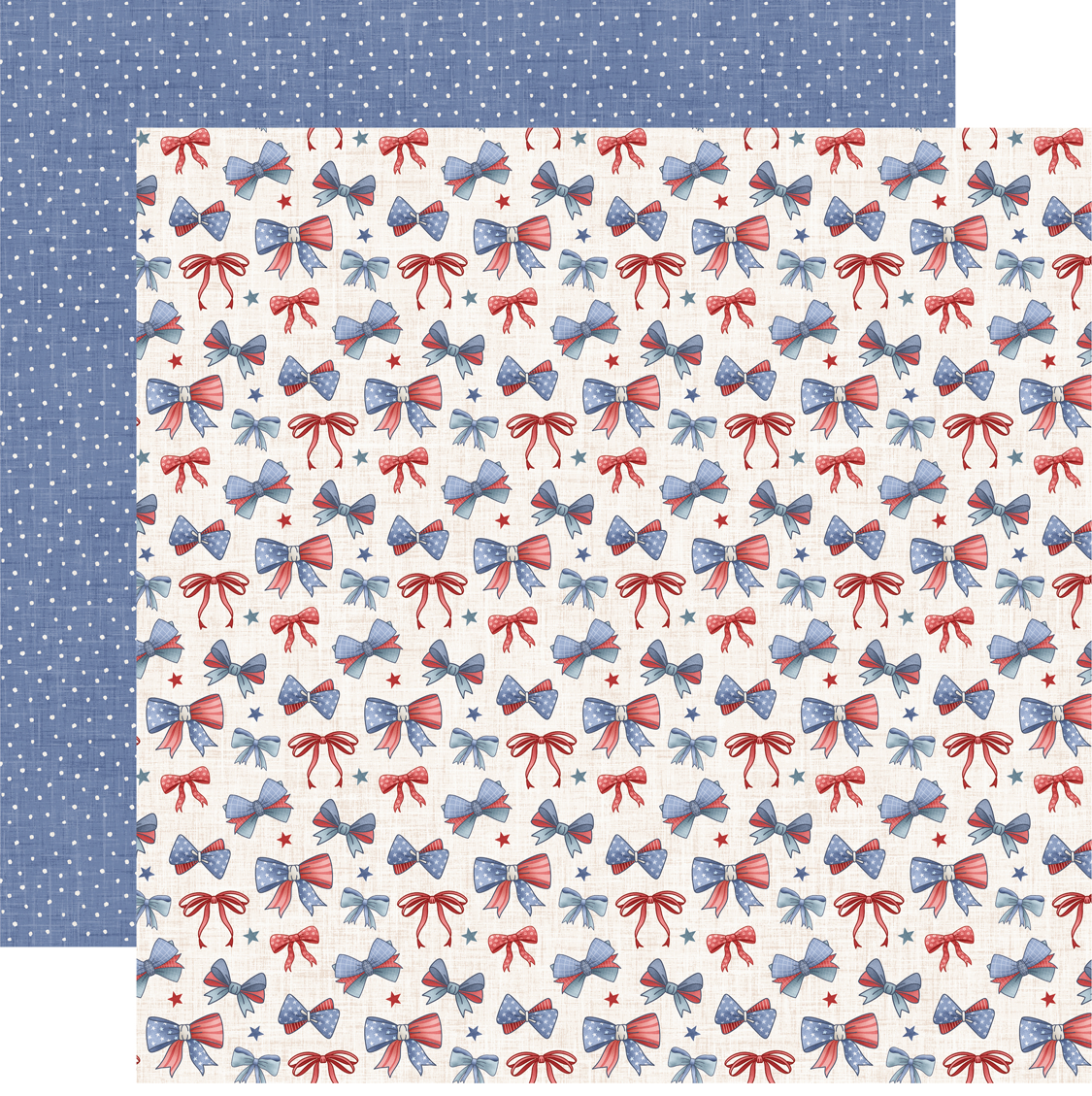Yankee Doodle red white blue bow 12 x 12 paper