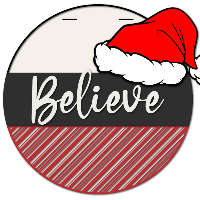 Believe with Santa Hat DIY Door Hanger