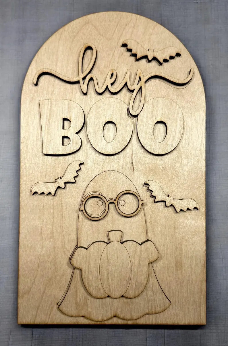 Hey Boo Halloween insert (insert only) for Arch frame interchangeable shelf sitter DIY craft kit