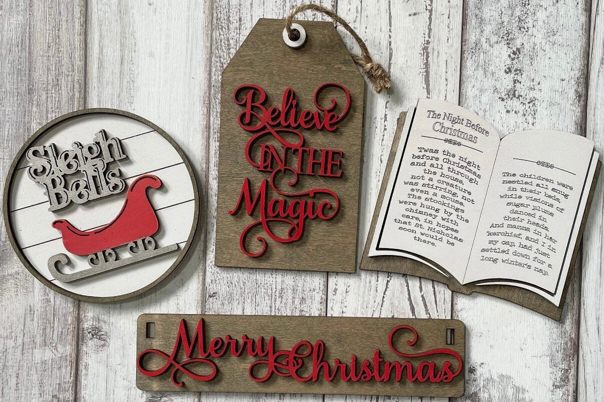 Merry Christmas Wagon/Raised Shelf insert kit DIY Craft